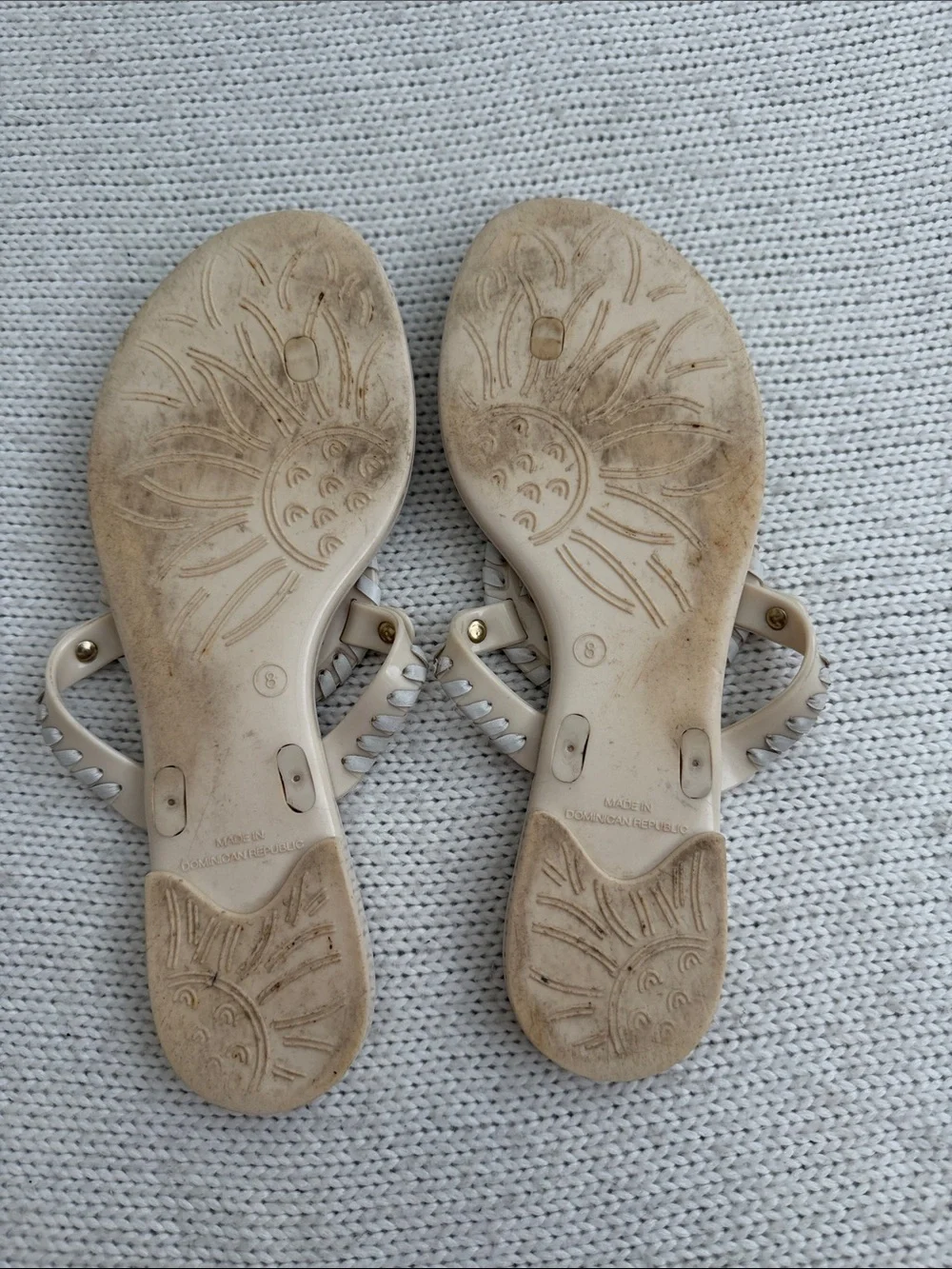 Jack Rogers Georgica Jelly Sandals Cream/Tan Size 8 - Picture 3 of 4